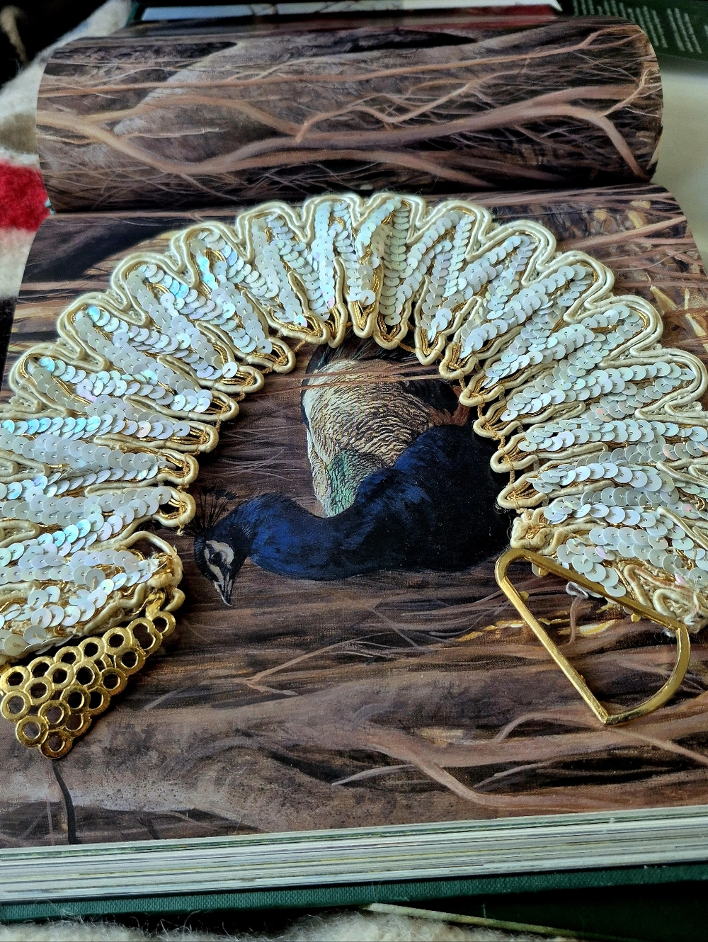 Vintage  Sequin Embellished Statement Collar With Gold Unique Triangle Closure